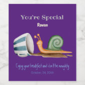 Slak en gestreept bekertje wijn etiket (Enkel label)