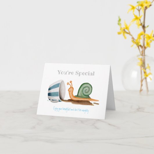 Slak en gestript bekertje kaart (Gele Bloem)