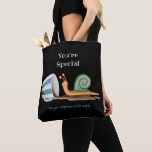 Slak en gestript bekertje tote bag