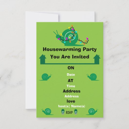 Slak Housewarming Party New Home Invite RSVP Kaartje (Voorkant)