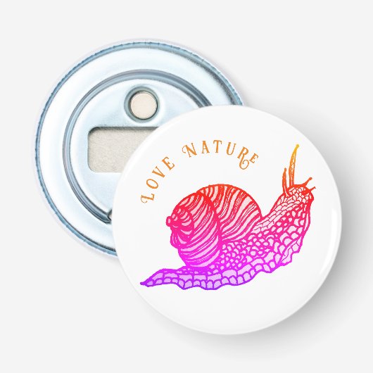 Slak in grafische stijl button flesopener (Voorkant)