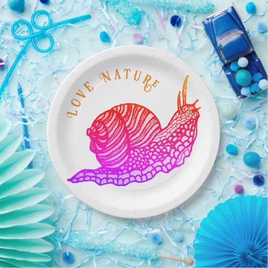 Slak in grafische stijl papieren bordje (Feest)