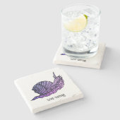 Slak in grafische stijl stenen onderzetter (Zijkant)