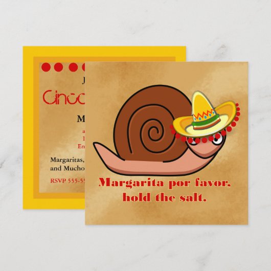 Slak in Sombrero Cinco de Mayo Kaart (Voorkant / Achterkant)