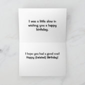 Slak in zwart en wit Verlate Verjaardag Kaart (Binnen)