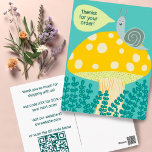 Slak Magische Paddestoel CUSTOM Bedankt bestellen  Briefkaart<br><div class="desc">Perfecte charmante briefkaart om met klantenorden te omvatten. Voeg je eigen tekst toe aan de voor- en achterkant, voeg je website toe aan de QR-code, voeg een kortingscode toe voor toekomstige aankopen. Alles is op het briefkaart, voeg uw eigen tekst toe aan de achterkant of voorkant van de kaart. Verander...</div>