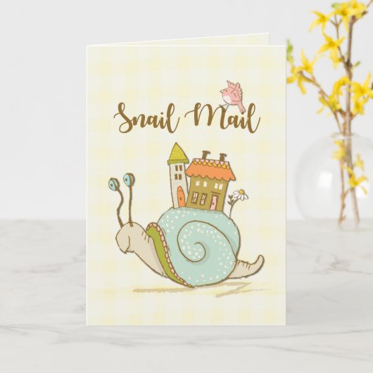 Slak Mail Cute Hallo Kaart (Gele Bloem)