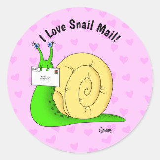 Slak Mail (roze) - Envelopstickers Ronde Sticker