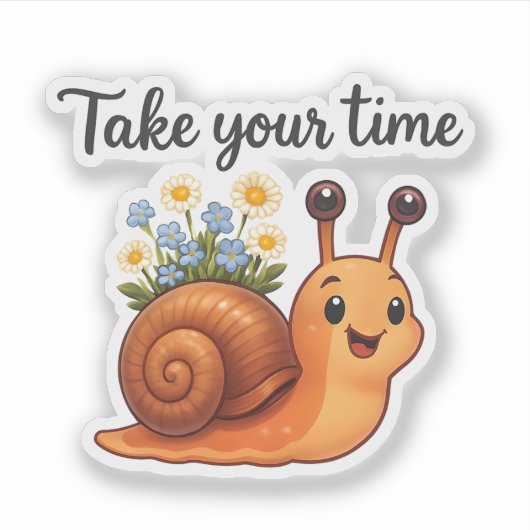Slak met bloemen Sticker (Voorkant)