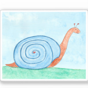 Slak Met Een Blauwe Schelp Sticker