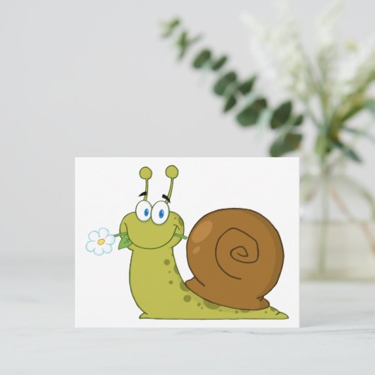 Slak met een ventilator in zijn mond briefkaart (Staand voorkant)