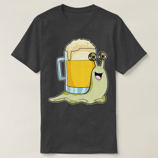 Slak met glas bier t-shirt (Design voorkant)