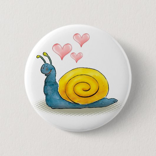 Slak met groot hart | Lot-dier Ronde Button 5,7 Cm (Voorkant)