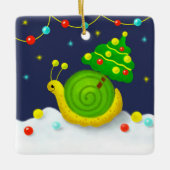 Slak met kerstboom keramisch ornament (Voorkant)
