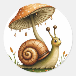 Slak Onder Paddenstoel Ronde Sticker