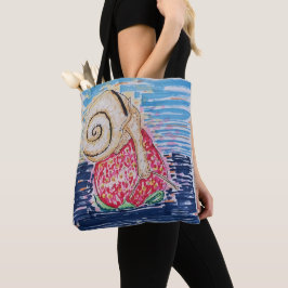 Slak op de aardbei tote bag