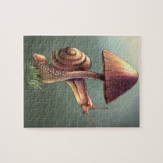 Slak op de paddenstoel legpuzzel (Horizontaal)