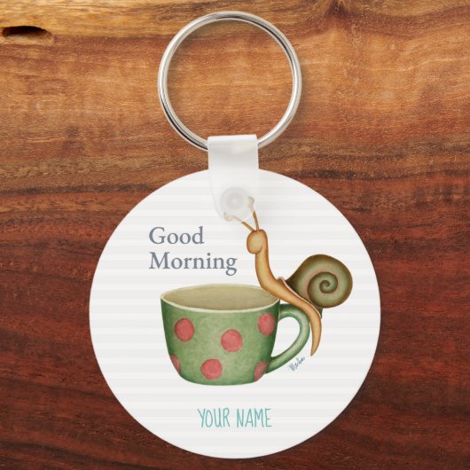 Slak op een koffiebeker sleutelhanger (Voorkant)