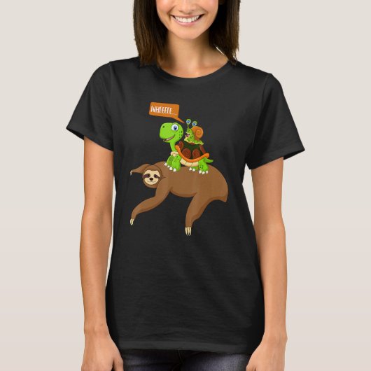 Slak rijden Sloth en Turtle Funny Running T-shirt (Voorkant)