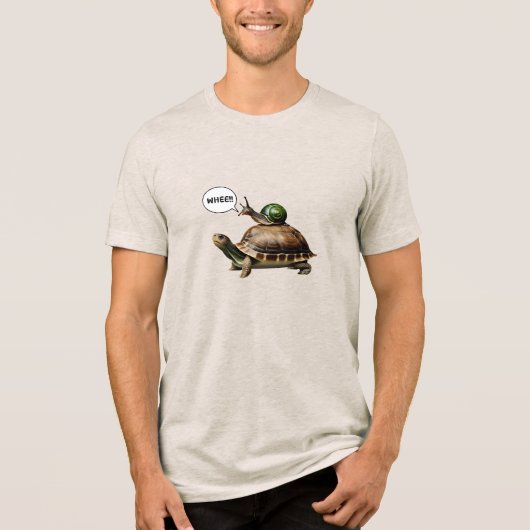 Slak rijdt op schildpad Tri-Blend shirt (Voorkant)