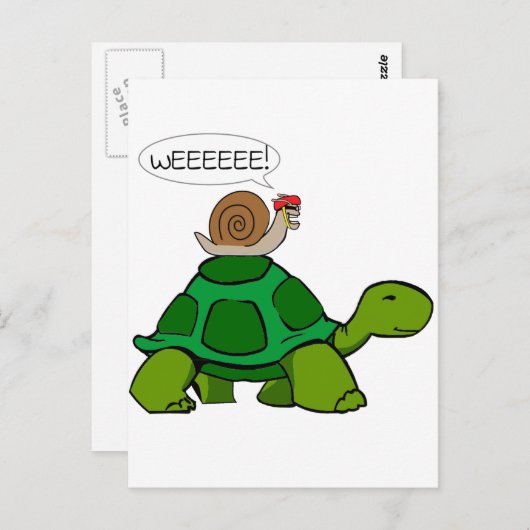 Slak & schildpad - Turbo Duo Briefkaart (Voorkant / Achterkant)