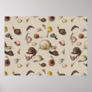 Slak Tuin Pet Gastropod Slak Botanische slakken Poster