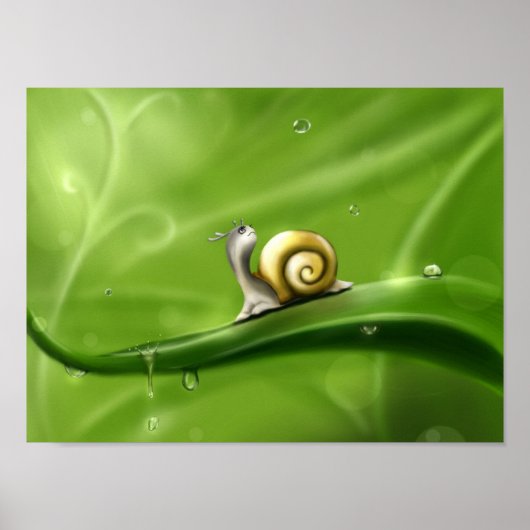 Slak van de Cartoon in de Regen Poster (Voorkant)