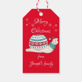 Slak van kerst cadeaulabel