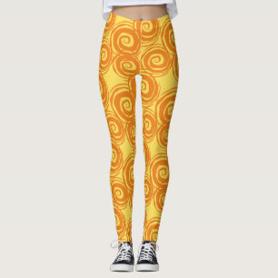 Slakgeel oranje krullen leggings