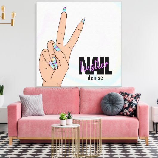 slakkalf salon hand nagelvijver canvas afdruk (Insitu (Woonkamer))