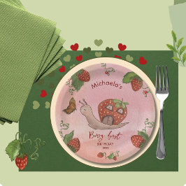 Slakken- & Aardbei 'Aardbei eerst' Feestservetten Papieren Bordje
