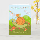 Slakken die Happy Birthday wensen! Kaart (Gele Bloem)