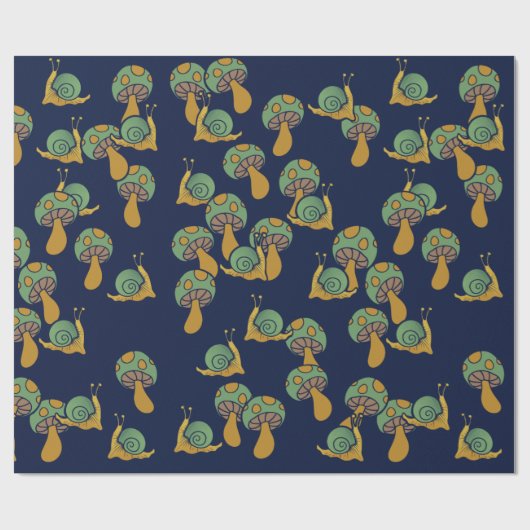 Slakken en paddenstoelen Retro Slak Paddenstoelpat Cadeaupapier (Vlak)