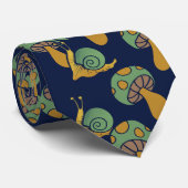 Slakken en paddenstoelen Retro Slak Paddenstoelpat Stropdas (Opgerold)