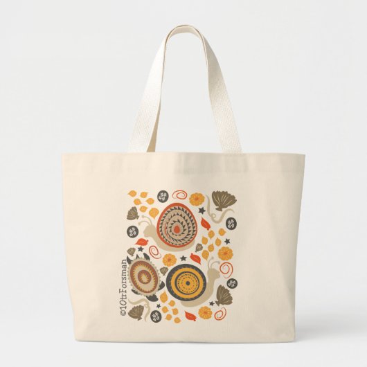 Slakken en schildpad - hedendaags textielpatroon grote tote bag (Voorkant)