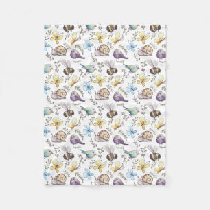 Slakken en vogels fleece deken