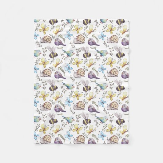 Slakken en vogels fleece deken (Voorkant)