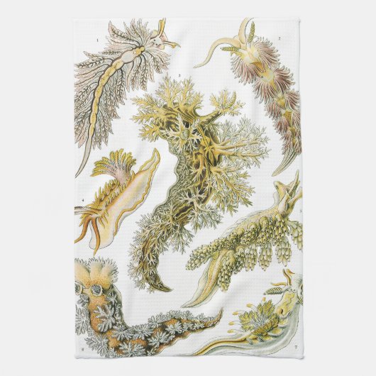  slakken en Zeeen slakken van Ernst Haeckel Theedoek (Verticaal)
