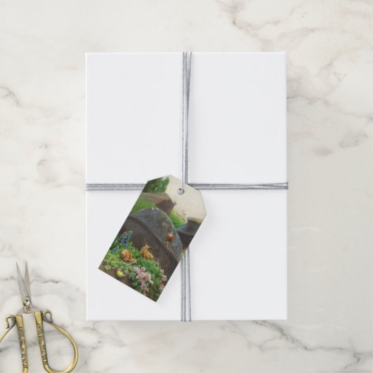 Slakken in een rotstuin (door H.A. Brendekilde) Cadeaulabel (Met Touw)