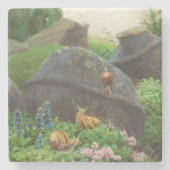 Slakken in een rotstuin (door H.A. Brendekilde) Stenen Onderzetter (Voorkant)
