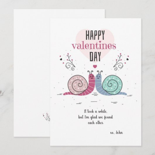 Slakken in Love Valentijnsdag Card Feestdagenkaart (Voorkant / Achterkant)