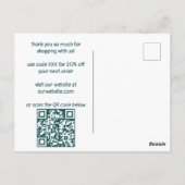 Slakken Magische Paddenstoel MAAK Order Bedankt QR Briefkaart (Achterkant)