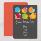 Slakken meisjes schattige verjaardag kaart (Voorkant / Achterkant)