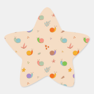 Slakken met slakken en bloemen ster sticker