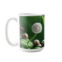 Slakken opgesteld op groene planten