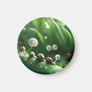 Slakken opgesteld op groene planten magneet