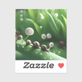 Slakken opgesteld op groene planten sticker