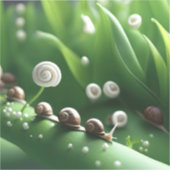 Slakken opgesteld op groene planten sticker (Voorkant)