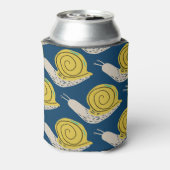 Slakken silhouetten: geel, roze patroon. blikjeskoeler (Blikje Achterkant)