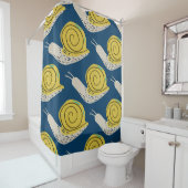 Slakken silhouetten: geel, roze patroon. douchegordijn (In situ)